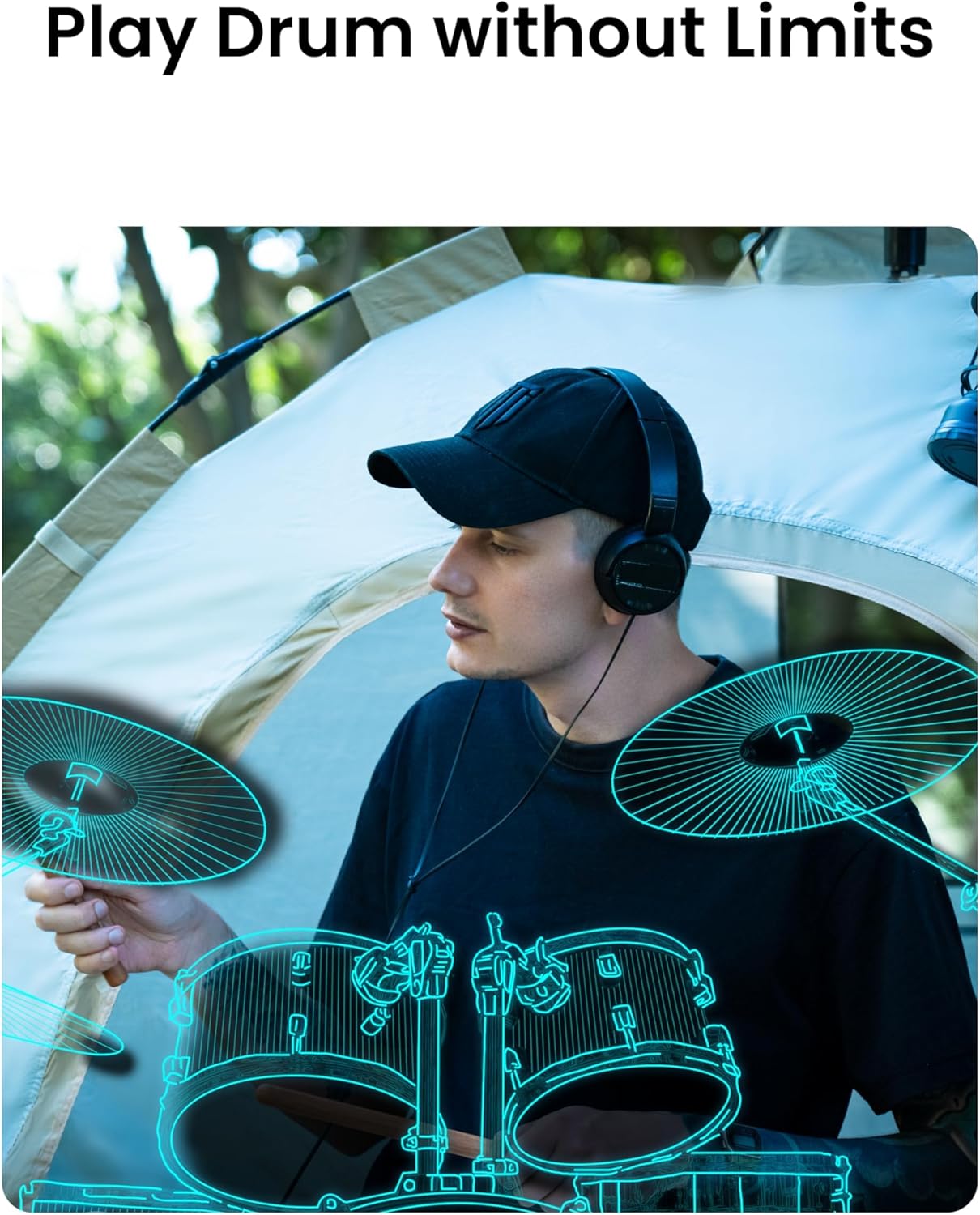AeroBand PocketDrum2 MAX – Play Anywhere Drum Set with Bluetooth & Earphones